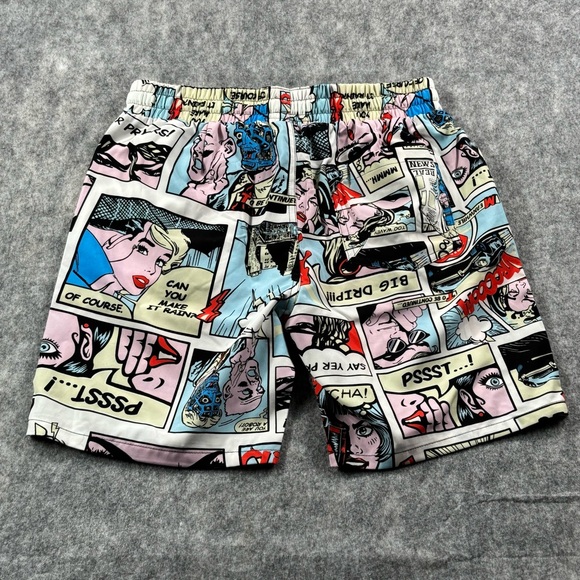 Oh Snap by Drill Clothing Co. Mens Multicolor Comic Strip Shorts Size M - Picture 2 of 11